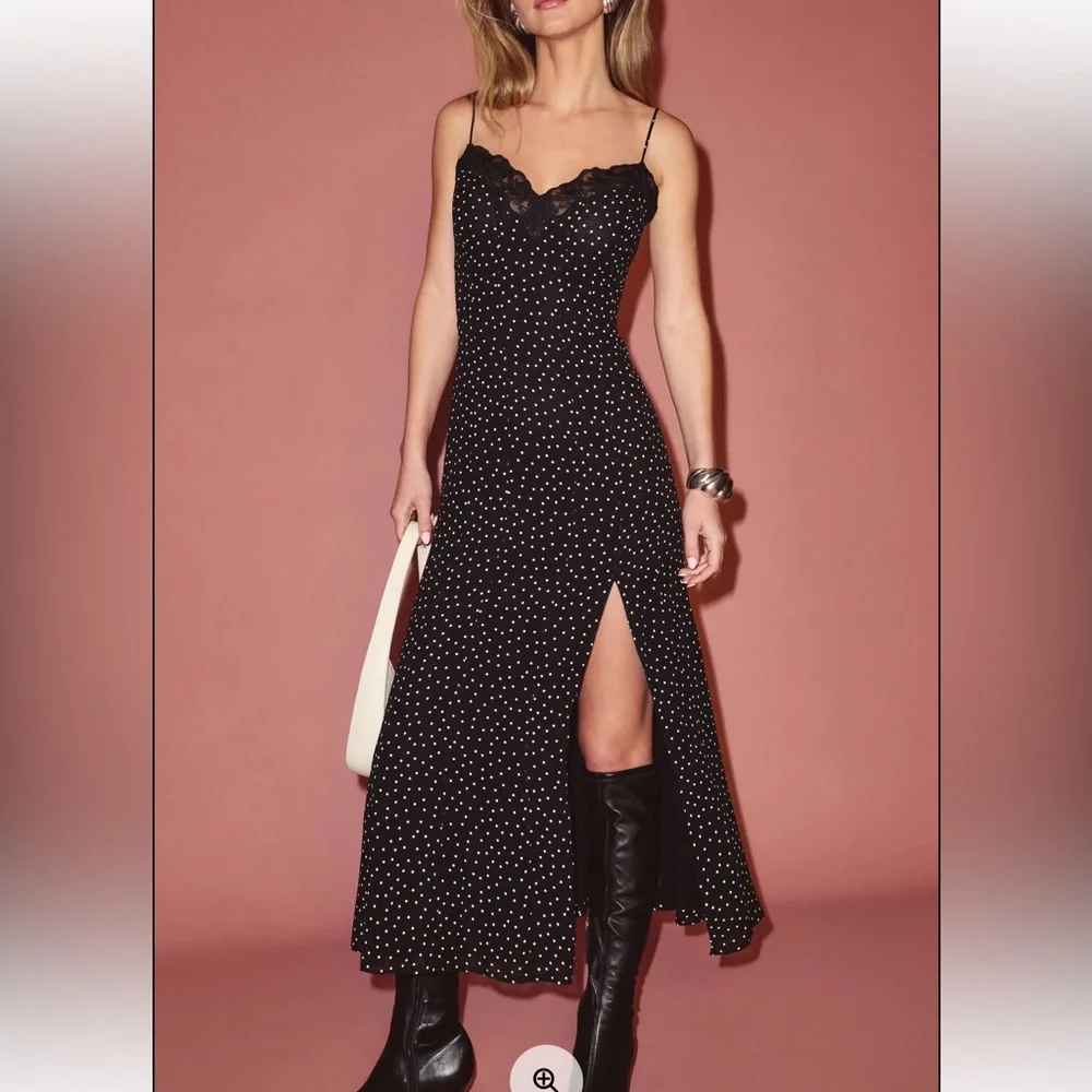 Reformation Black and White Midi Dress NWT - Picture 2 of 5